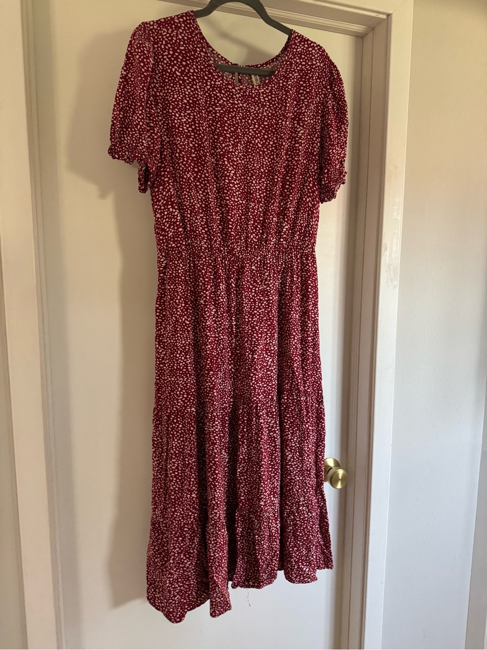 Red Printed Maxi Dress with Elastic Waist